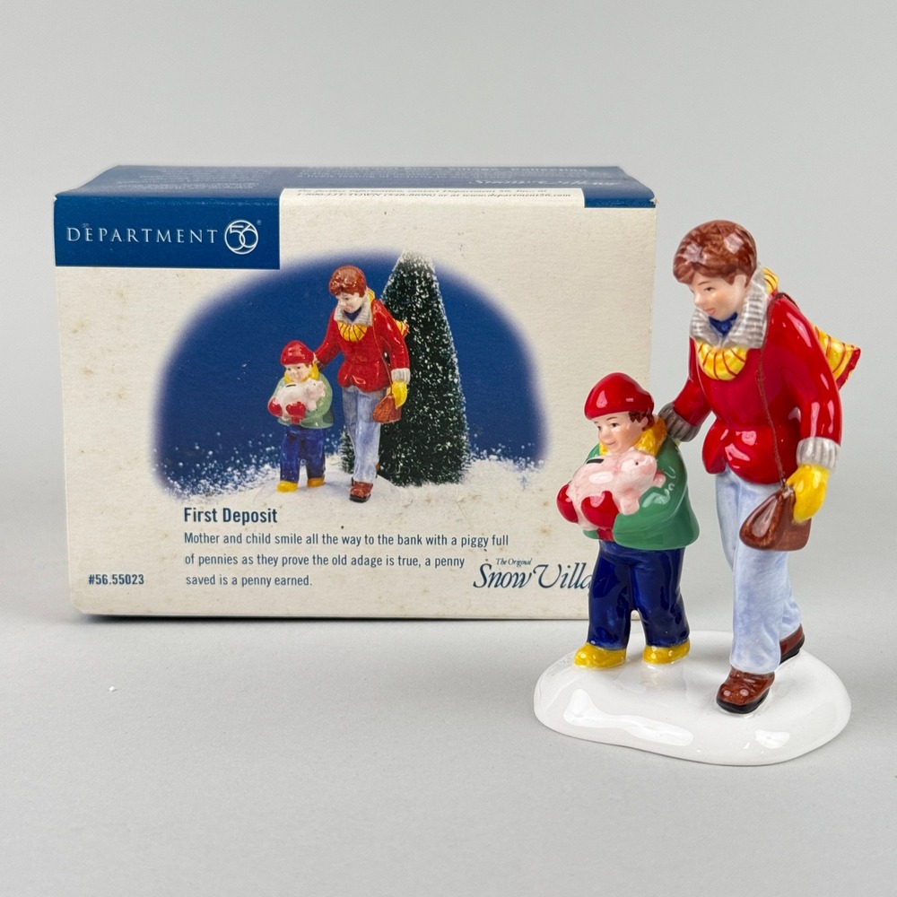 Department 56 Snow Village First Deposit Mother Child Figurine‎ 56.55023 NOS